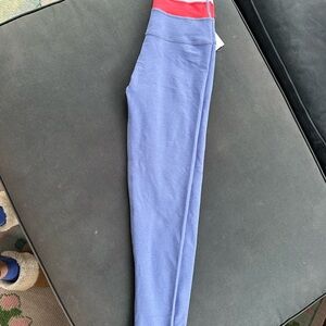 Beyond Yoga Spacedye Horizon Colorblock Midi Blue and Pink Leggings